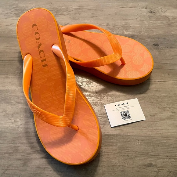 Coach Shoes Coach Light Orange Lynn Flip Flops Ladies Size Poshmark